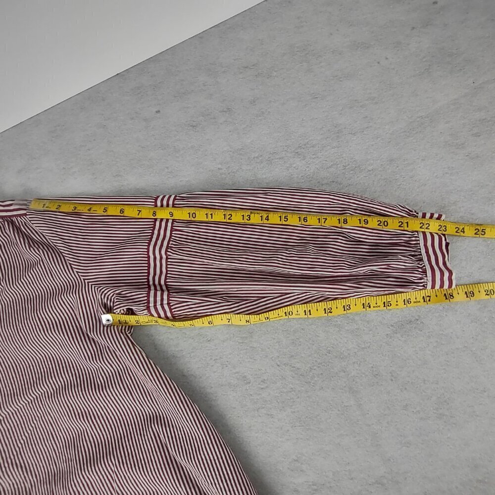 Crown & Ivy Women's 100% Cotton, Burgundy, White Striped Pullover Blouse Size 1X - Picture 10 of 13